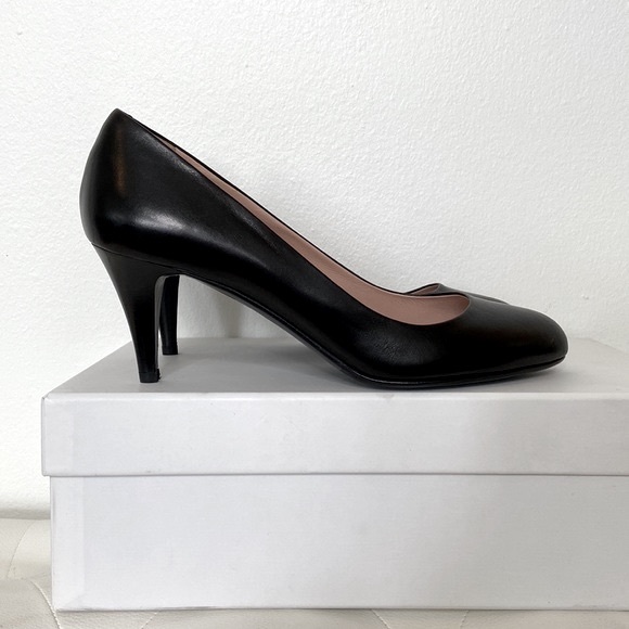 HUGO BOSS DAYLA BLACK LEATHER PUMP S SZ 8 - Picture 2 of 7